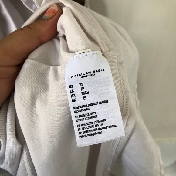 AMERICAN EAGLE | Women's XS Oatmeal Linen Blend Sleeveless Side Button Dress - Picture 4 of 8